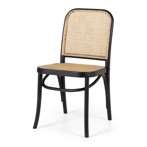 HARVEY BLACK CHAIR RATTAN SEAT