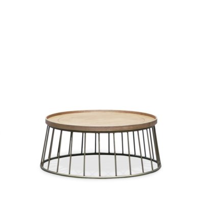 REID OAK/ BRASS COFFEE TABLE
