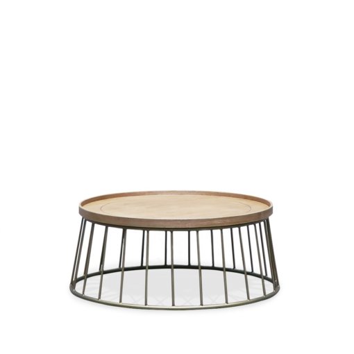 REID OAK/ BRASS COFFEE TABLE